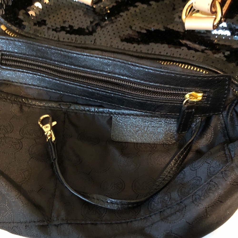 Michael Kors Black Sequin Grayson Satchel with Gold Accents - Picture 6 of 8